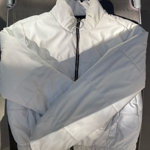 white wild fable cropped puffer